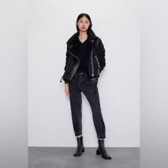 Zara Double Faced suede Jacket‎ Black size Large nwt - Picture 1 of 10